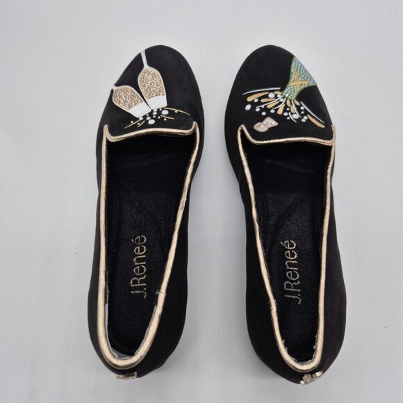 J. Renee Women's Flats Shoes Size 6.5 Black Champagne Rhinestone Loafers (309) - Picture 4 of 6